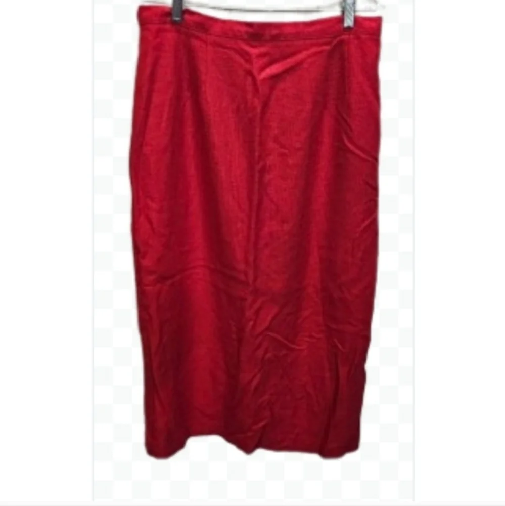 Michele Tomato Red Linen Vintage Classic Skirt Sz 16